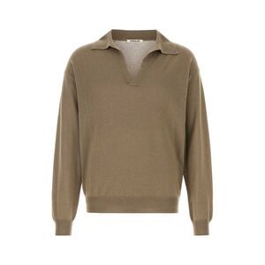 Auralee Men Cappuccino Wool And Silk Polo Shirt